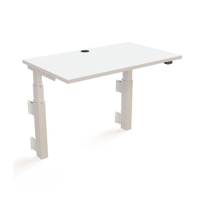 Conset 501-39 Væghængt hæve/sænkebord, hvid bordplade 100 x 60 cm, 2 hvide søjler / hvidt stel