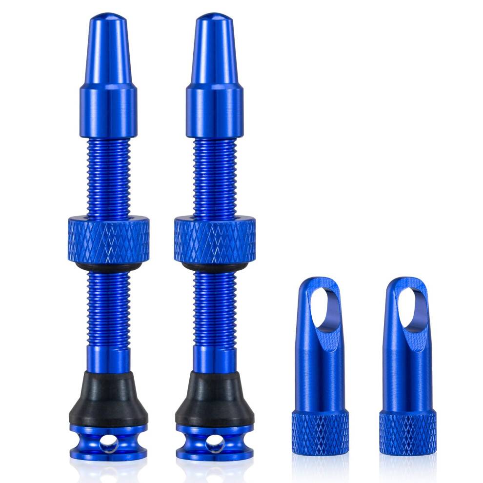 HZJD 2 STK Slangel?s Presta ventilstamme Bl? integreret v?rkt?j til fjernelse af kerne (44 mm)