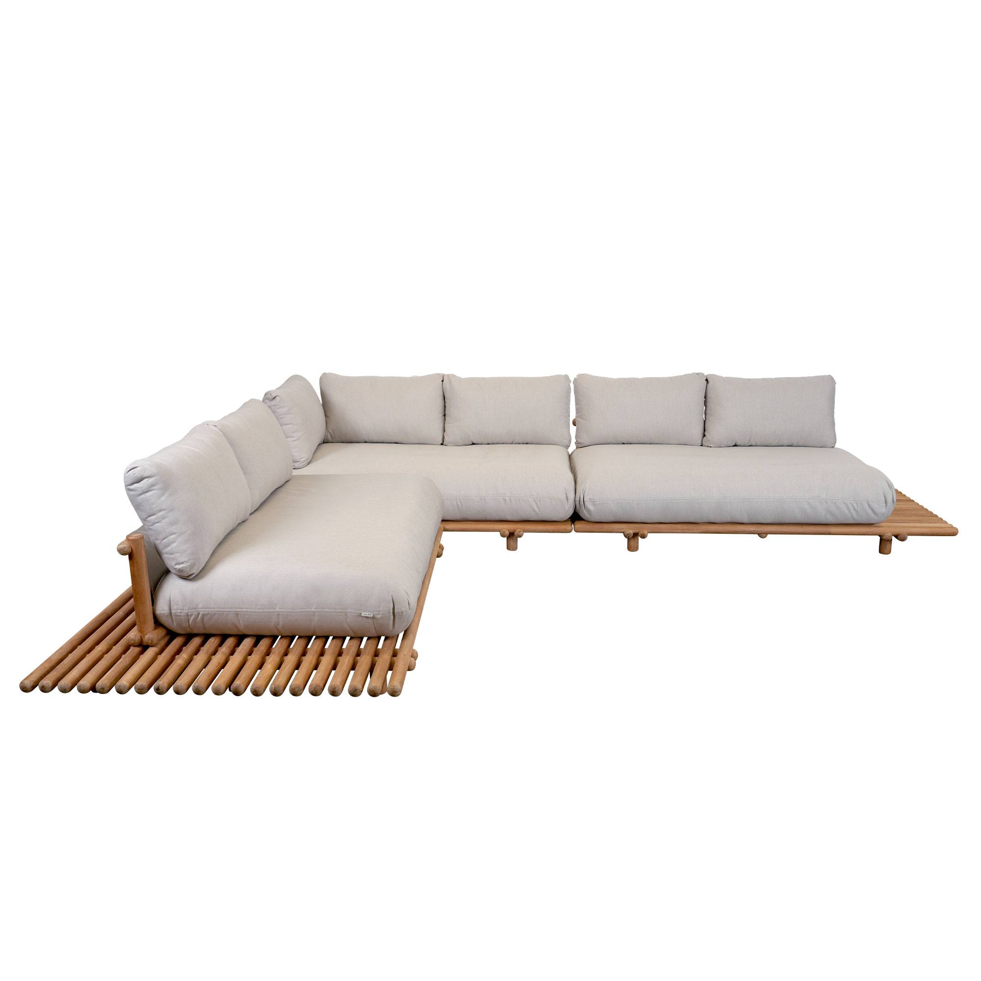 Sticks Platform, stor hjørnesofa Teak/Sand Cane-line Natté