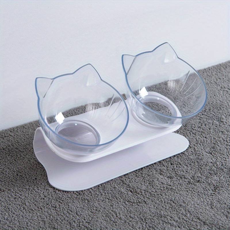 TEMU Feeding Water Bowl With Cat Ears, Designed With -degree Tilt For Neck , Made From Pp Material, Easy To Clean And Removable, Perfect For Small To Medium Cats And Dogs
