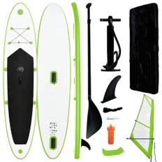 oppusteligt paddleboard med sejl grøn og hvid