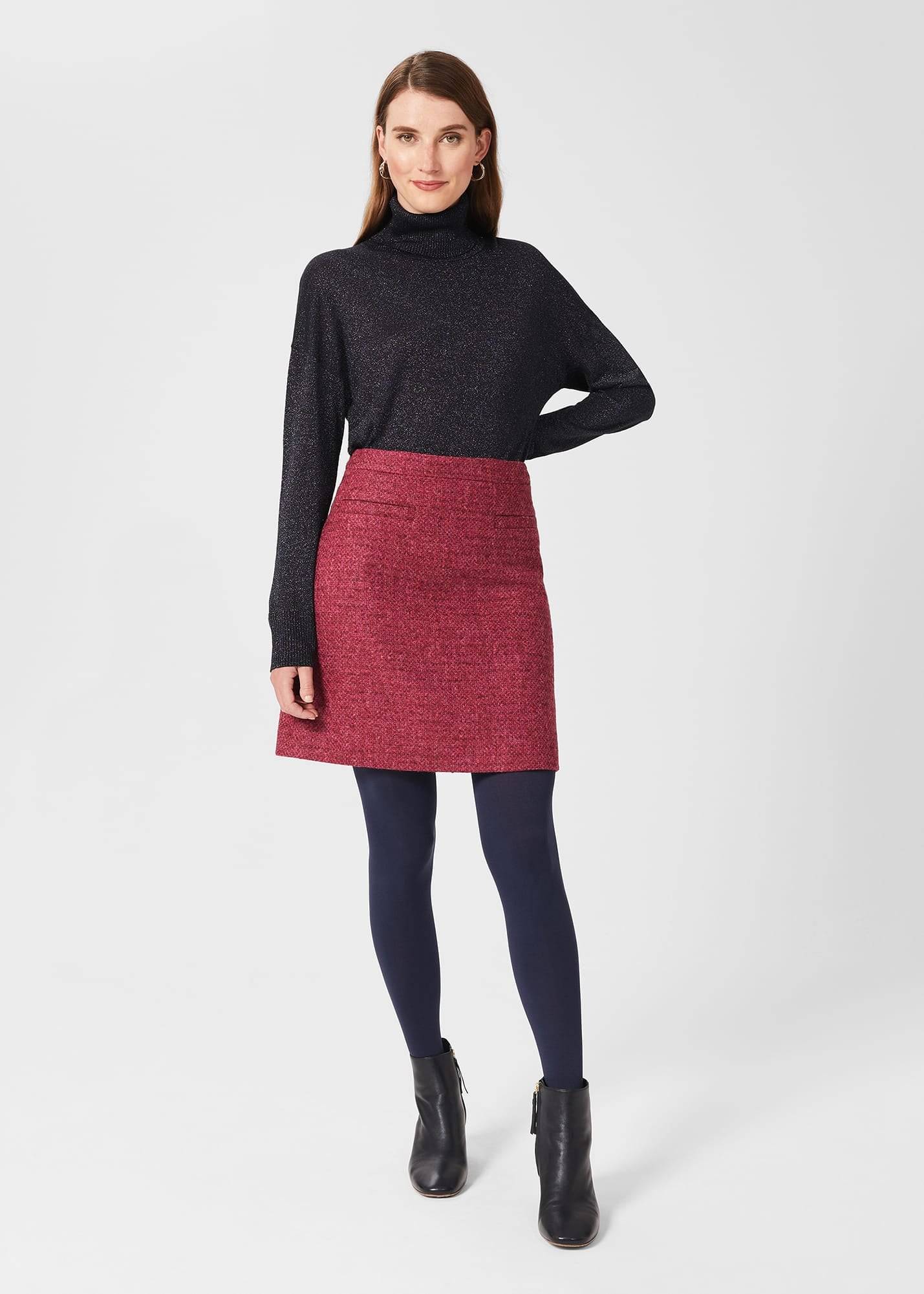 Hobbs Women's Maisey Wool A Line Skirt - Pink Multi
