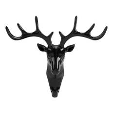 Creative Deer Head Self Adhesive Wall Hook Hanger Key Bag Holder Organizer Home Decor(Black) svart