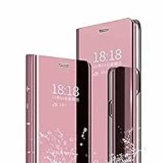 TingYR Fodral till Samsung Galaxy A23 5G, Plätering Spegel Makeup Telefon Flip Stöttåligt Fodral Med Stativfunktion (Roséguld)