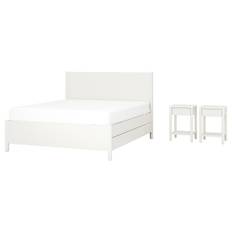 TONSTAD sovrumsmöbler, set om 3, inkl sängförvaring/off-white, 160x200 cm