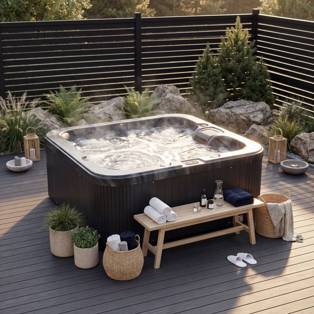 Spabad Zeus Blackline Edition 6 personer | Svart Lucite® Akryl | Balboa® Styrsystem