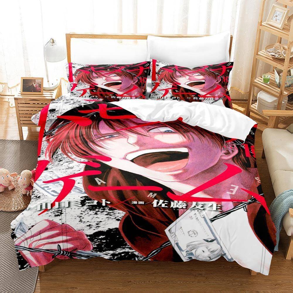 Tomodachi Game Sängkläder Set Enkel Twin Full Queen King Size Sängset Vuxen Barn Sovrum Påslakan Set 3D Tryck Anime Lakan EU single(135x200cm)