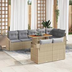 vidaXL Havesofa Sæt med pude 9 pcs Beige og grå 100 x 55 x 73 cm