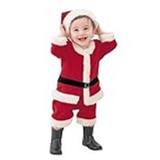 Baby juloutfit baby flicka pojke jultomte outfit spädbarn jultomten cosplay kostym ytterkläder kappa + byxa + hatt + bälte barn tomtedräkt