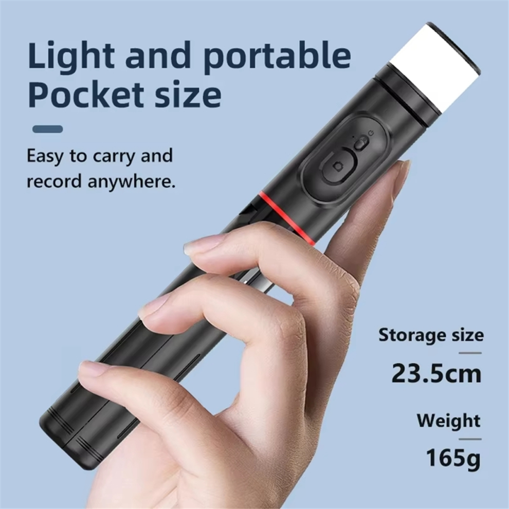 Q12S Sammenfoldelig Trådløs Selfiestang Bluetooth Monopod med Fjernbetjening