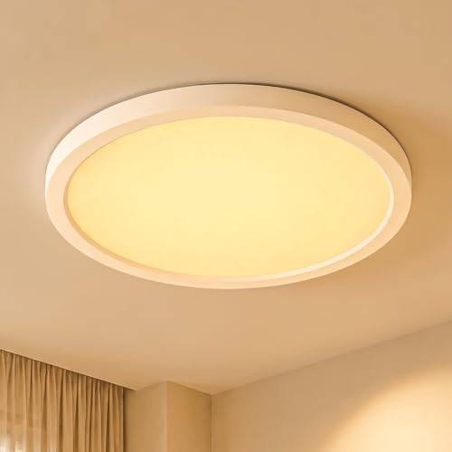 LQWELL® LED-taklampa, IP44 vattentät badrumslampa rund platt 50W 3000K 5500LM modern enkel tunn för vardagsrum badrum sovrum kök balkong källare, 600 * 25mm