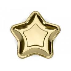 Papptallrikar - Stjärna - Guld - 6-pack