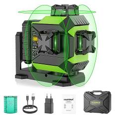 Huepar 360 Cross Line Laser med 12 linjer självnivellerande Cross Line Laser Leveler med 3D gröna strålar 30M med Pulse Mode Alignment Laser Tool, Lithium-Ion Battery 703CG
