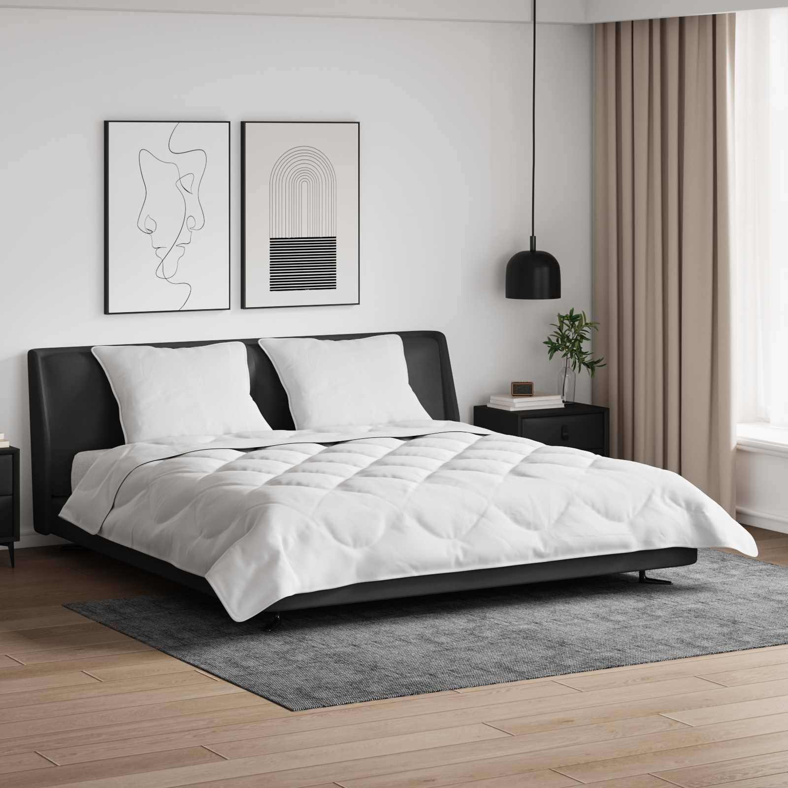 vidaXL Duntäcke med kudde 3 pcs Vit Mikrofiber