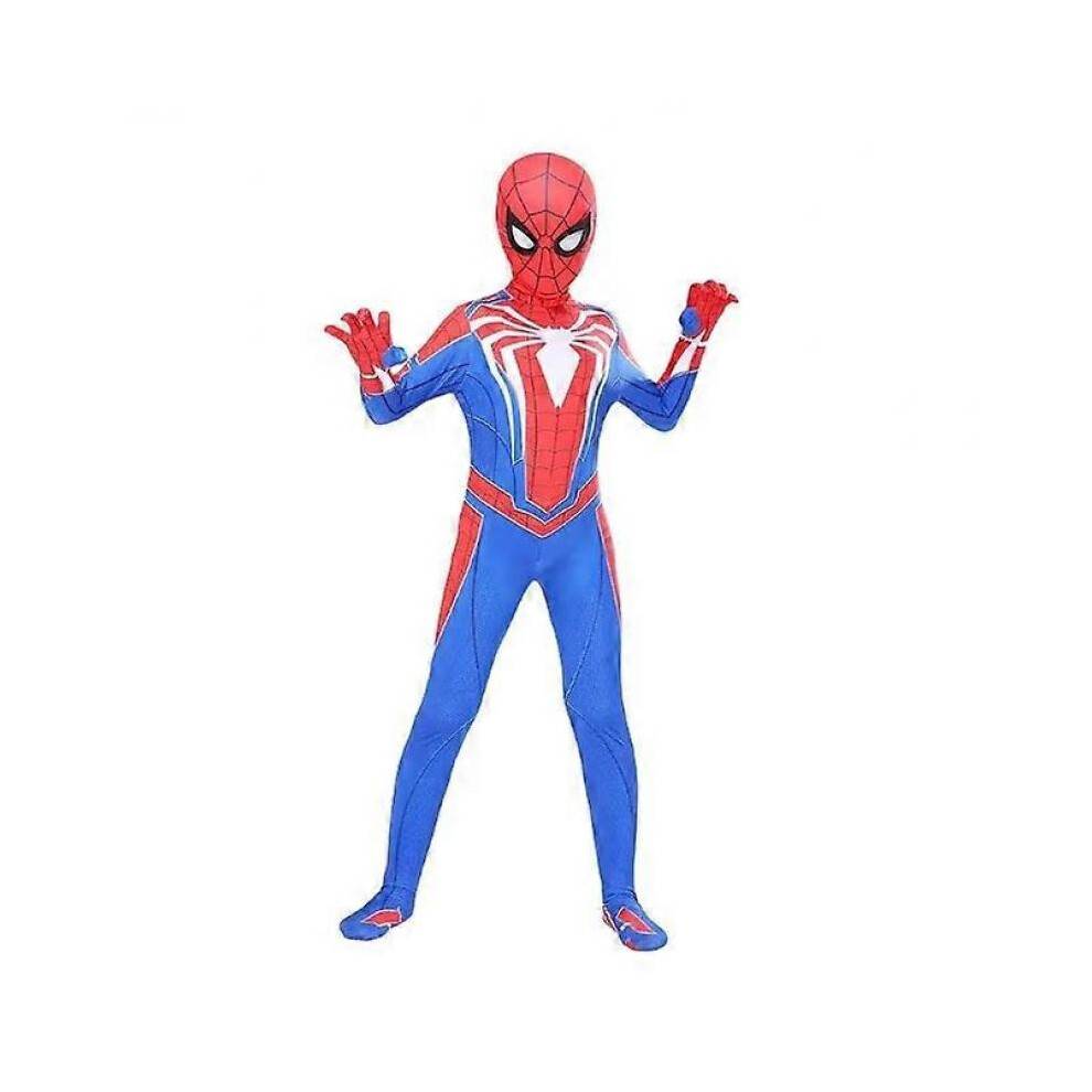 (130 cm) Kids PS4 Advanced Spider-man Costume Boys Girls Adult Superhero Spider Cosplay Bodysuit Jumpsuit