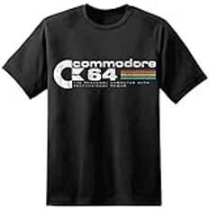 Commodore 64 C64 retro dator herr t-shirt Amiga Atari nödställd tryck vintage, Svart, L