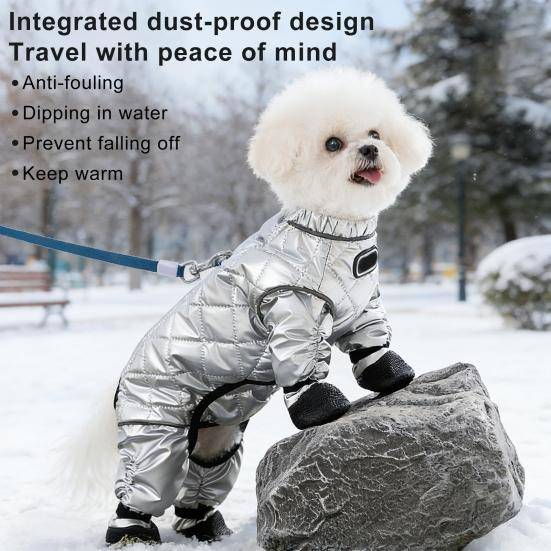 Hund Snödräkt Hela Kroppen Hundjacka Reflekterande Vadderad Jumpsuit Värmande Hundsnödräkt med Tasskydd Varm Vinterkappa