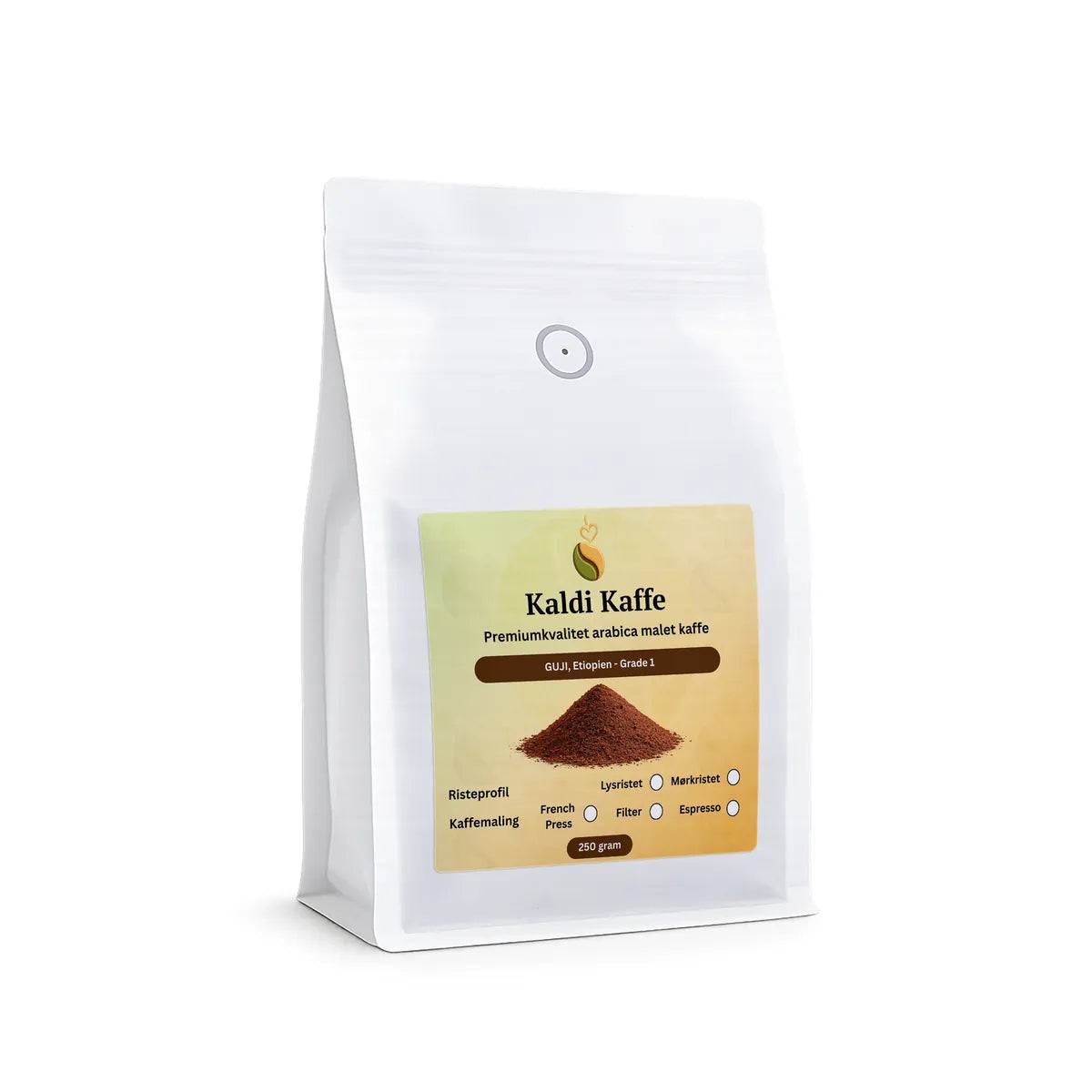 GUJI Etiopien Malet Kaffe - 100% Arabica - Grade 1 - Lysristet / 250g / Filter