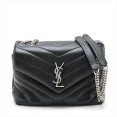 Yves Saint Laurent Vintage, Pre-owned, Dam, ONE Size, Läder, Pre-owned Loulou Small Chevron Quilted Leather 2-Ways Envelope Bag - black (ONE SIZE)