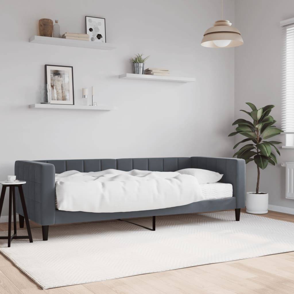 vidaXL Dagbädd med madrass mörkgrå 80x200 cm sammet
