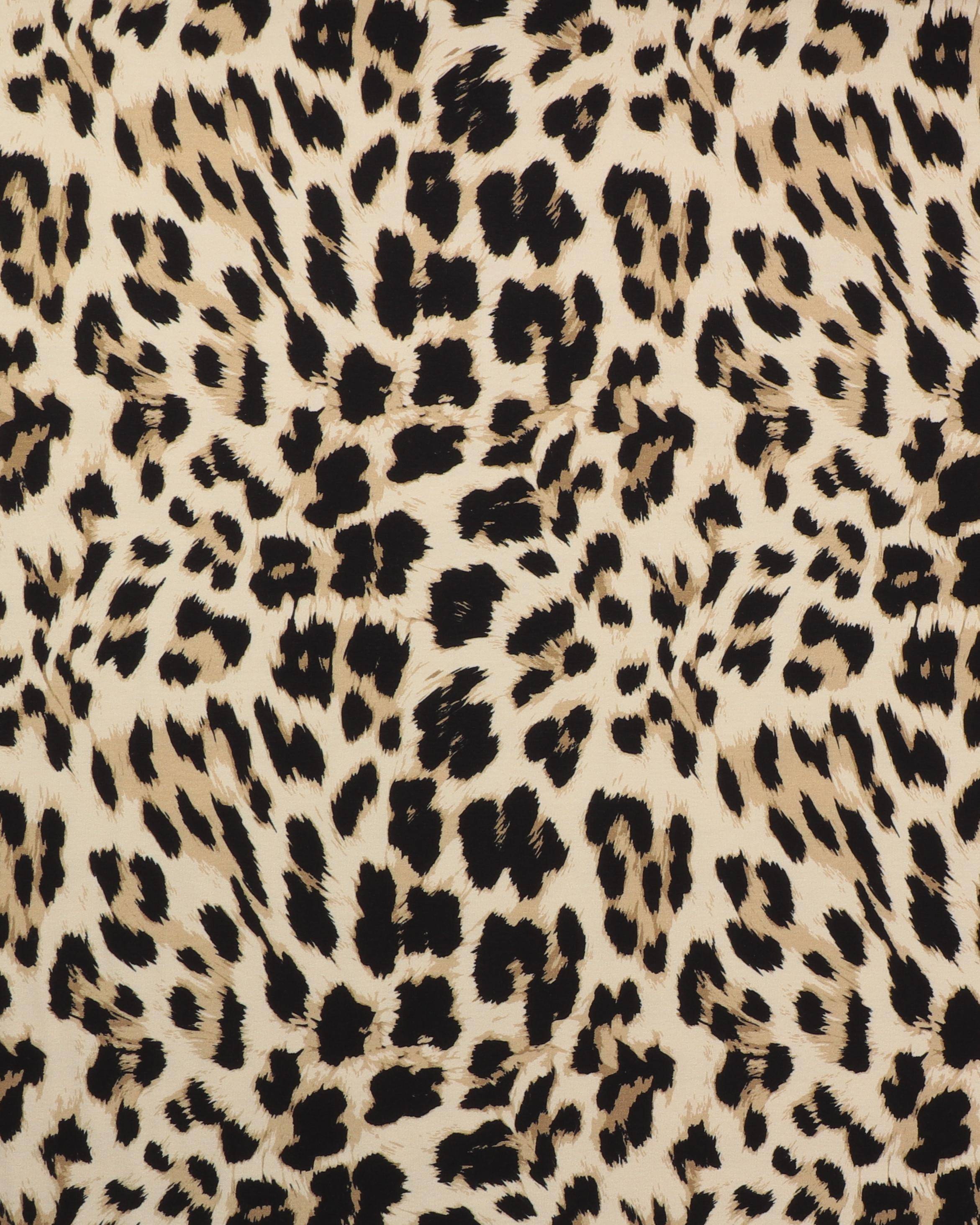 Dyreprint sort/creme/beige - French Terry - 95% Bomuld, 5% Elastan