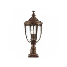 ENGLISH BRIDLE Udendørs sokkellampe i aluminium og glas H63,8 cm 3 x E14 - Rust bronze/Klar med dråbeeffekt