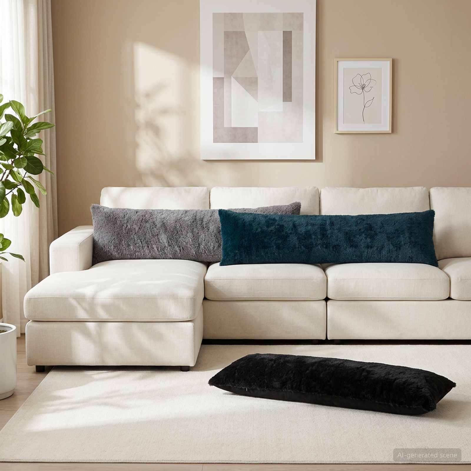 vidaXL Pudebetræk 2 stk. HEERLEN Sort 40 x 145 cm Faux Kanin Pels