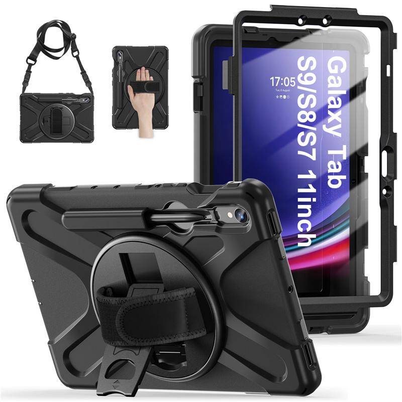Stöttåligt Surfplattefodral för Barn För Samsung Galaxy Tab S10 S9 S8 Ultra 14.6 S7 11  Plus FE 12.4 Tum Fodral Axelrem Funda Capa röd