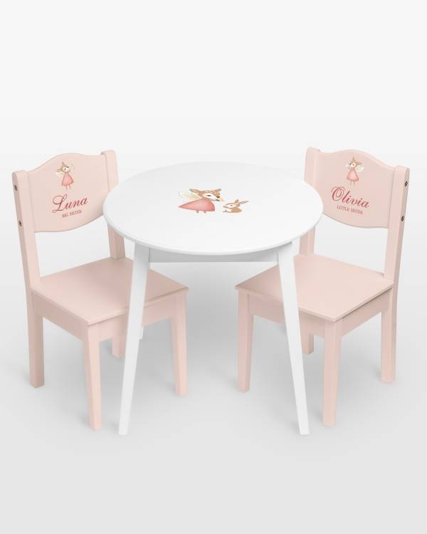 Bord & stolar med namn - Deer (Färg: Rosa)