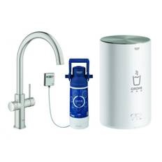 GROHE Red Duo Küchenarmatur und Boiler M-Size C-Auslauf supersteel 30083DC1