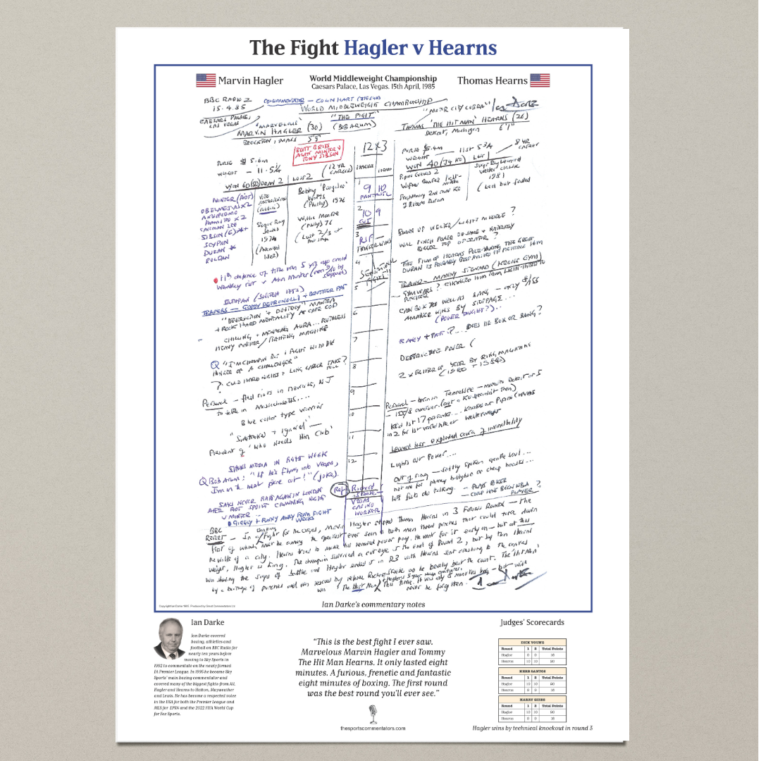 BOXING Marvin Hagler v Thomas Hearns, Middleweight Championship, Caesar's Palace, Las Vegas, 15 April, 1985. Ian Darke - A2 (print only) (A2 (print only))