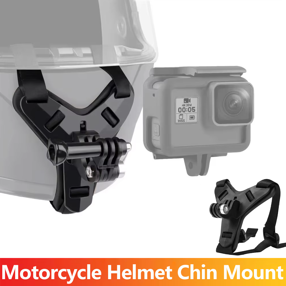 Motorcycle Helmet Chin Mount Strap Holder for GoPro 13 12 11 10 9 Insta360 SJCAM SJ4000 AKASO DJI OSMO Action Camera Accessories