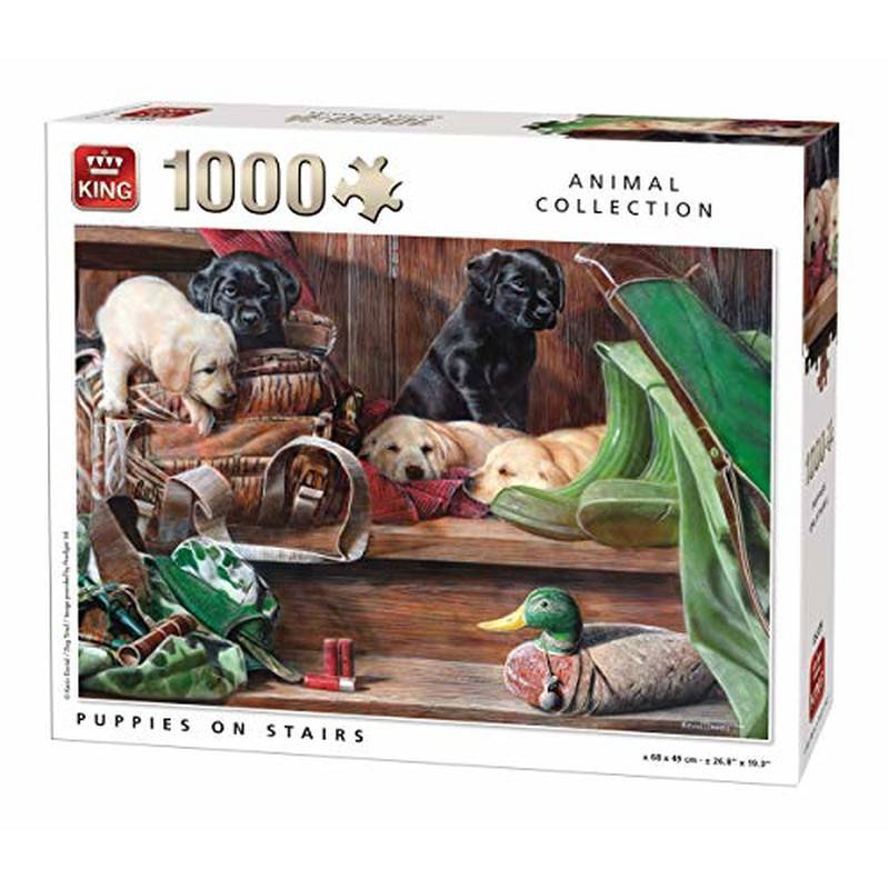 King 13.662,7cm Welpen auf Treppen Puzzle (1000Teile)