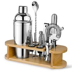 Cocktail Shaker Set mit Ständer, Professionelles Edelstahl Cocktail Set, 12-teiliges Bar Set zum Mixen von Getränken, Geschenke für Frauen Männer Cocktail Liebhaber, Home Essentials Cocktail Shaker