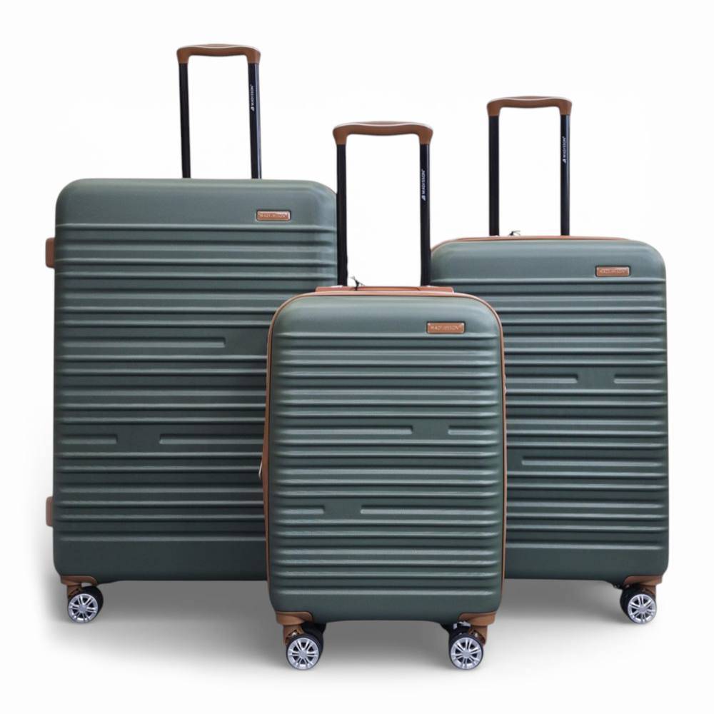 Infinity Leather Expandable Hard Shell ABS Suitcase 8 Wheel Travel Luggage - Adrie in Green | Size: Cabin