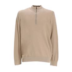 Hugo Boss, Stickade tröjor & koftor, Herr, XL, Bomull, Beige Tröja med Dragkedja - beige (XL)