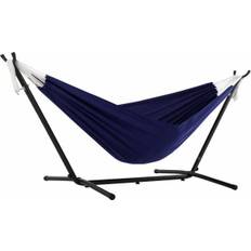 Royal blue - Polyester hængekøje på stativ - dobbelt