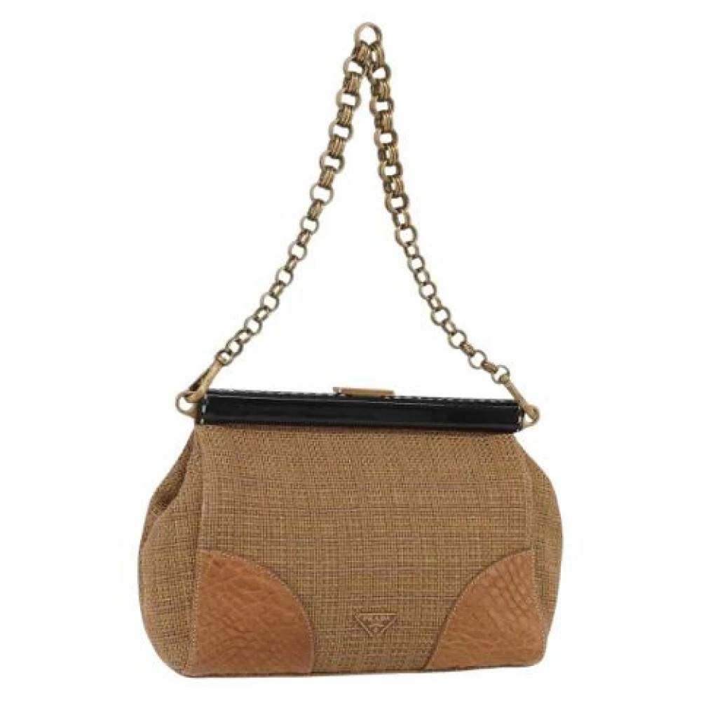 Prada Vintage Pre-owned Canvas Skuldertaske - Vintage - Dame - Brun - ONE SIZE - Uld