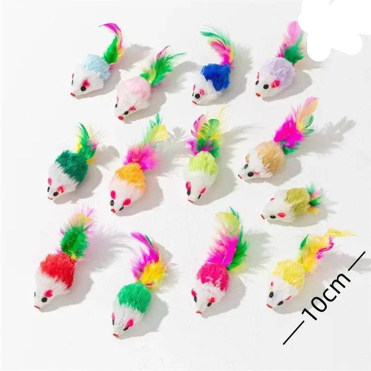 Catnip Mouse Toys with Rattle - Feather / 6 Pcs (6 Pcs)