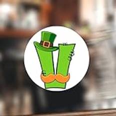 Swavecat 100 st initial bokstav V med Leprechaun hatt etikett klistermärken St Patrick's Day grönt alfabet vinyl rund klistermärke dekal anpassad initial klistermärke för scrapbook bärbara datorer