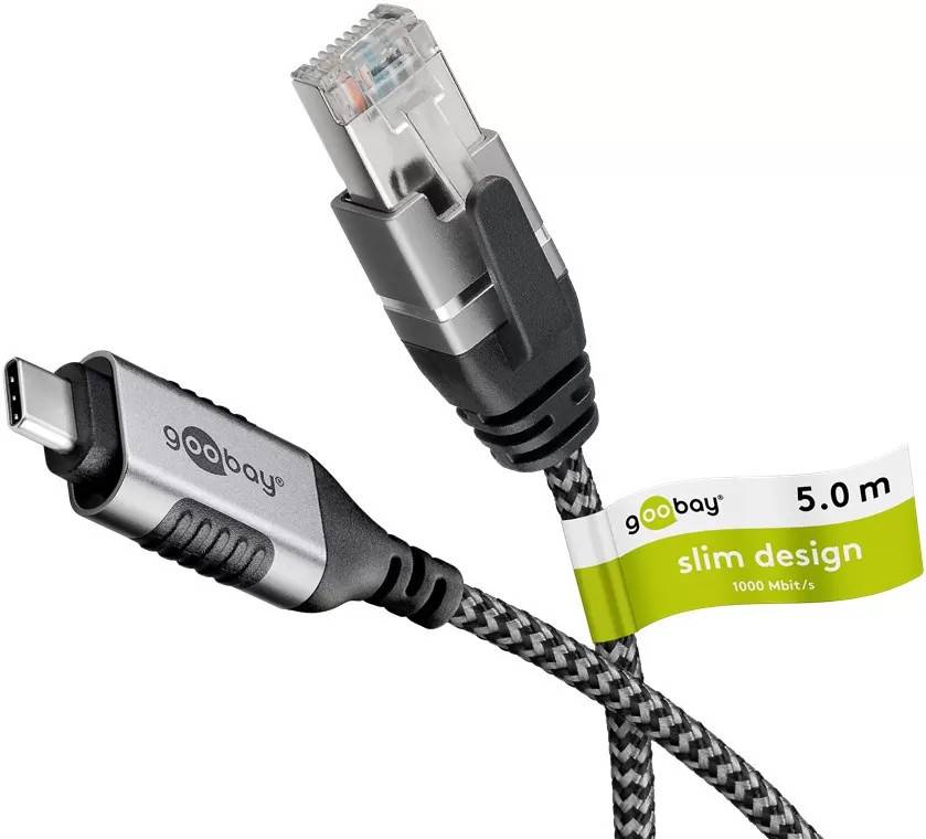 Goobay Ethernet-kabel USB-C 3.1 til RJ45, Slim, 5 m