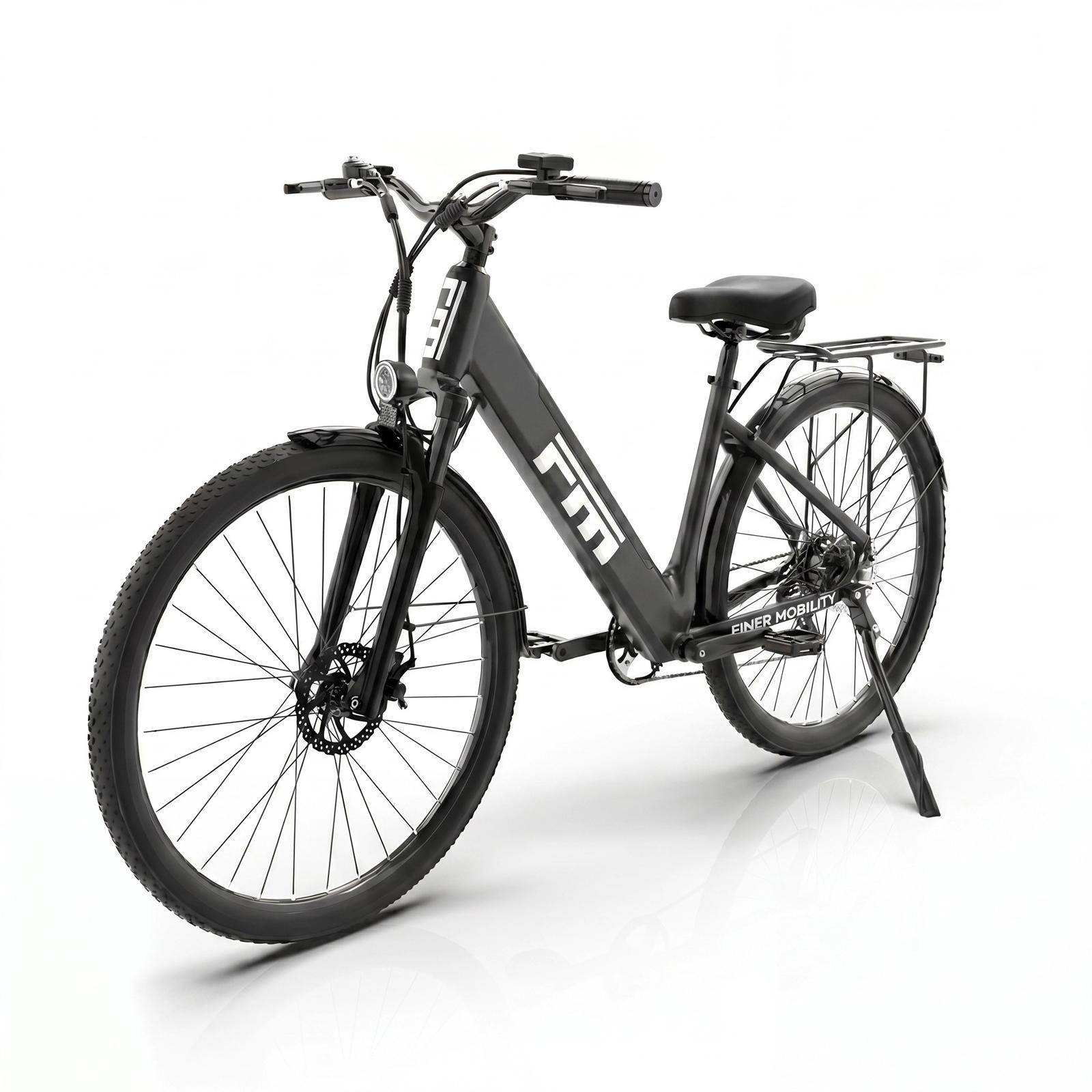 FINER MOBILITY M2 Adult Electric Bike 250W 36 V13Ah Battery 27.5 Inch Wheel Portable Electric Bicycle Ideal for Urban Commuting City Daily Riding svart
