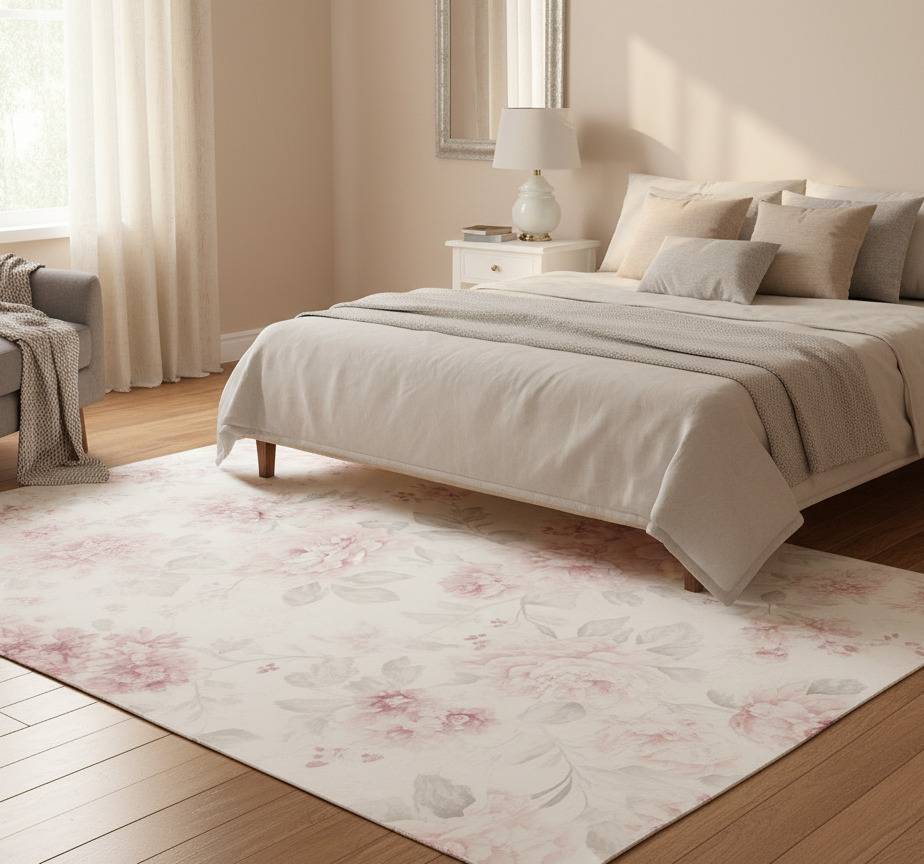 Vinylmatta sovrum vintage rosa blommönster