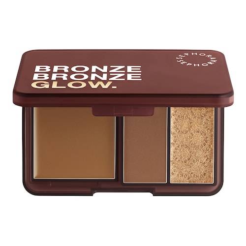 Bronze Bronze Glow Palette - Trio av bronzer och highlighter med flera texturer - Brun
