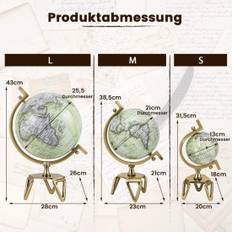 Ø 21 cm Antik klot med metallbotten Roterande studentglob Geografisk klot Ø 21 cm