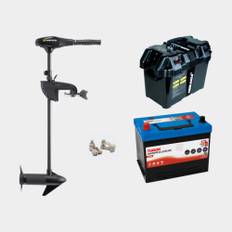 Elmotorpaket Minn Kota Endura C2 30 30", 380 W, 76 cm justerbar rigglängd, med bly-batteri (80 Ah) + batterilåda + kabelskor