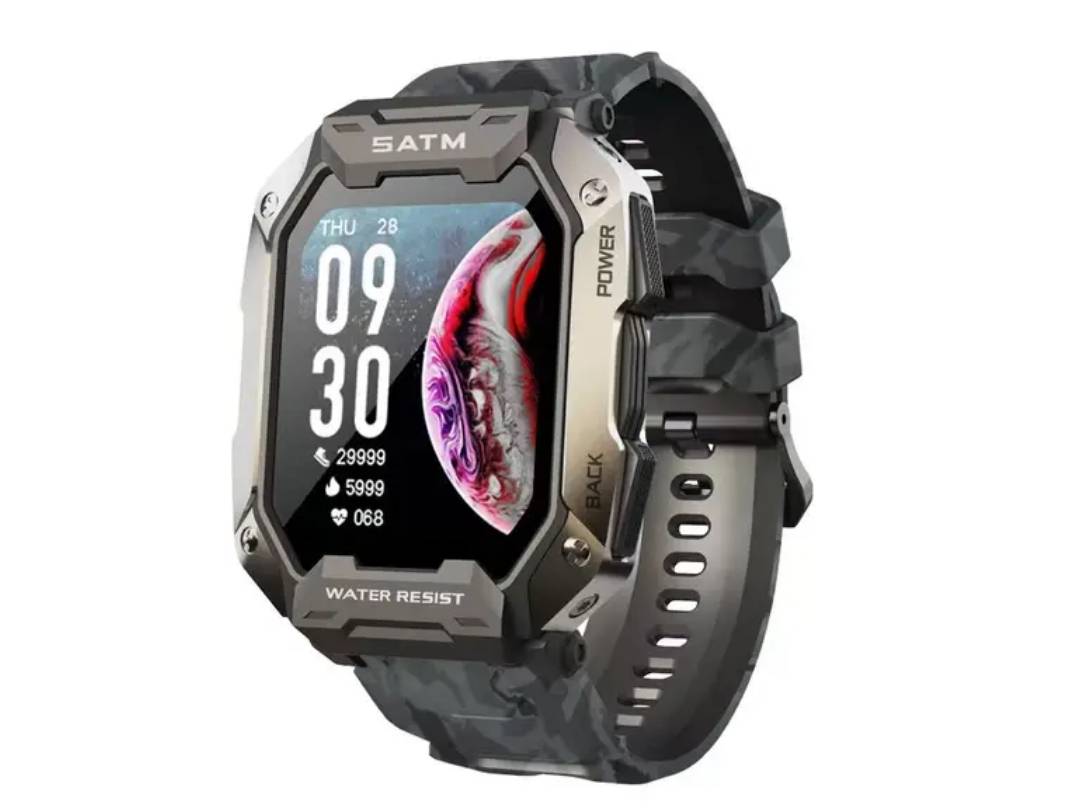 Vattentät & Robust Smart Watch - Bluetooth Samtal Meddelanden Distans Puls Blodtryck Syreupptagning, Färg: Militärgrön