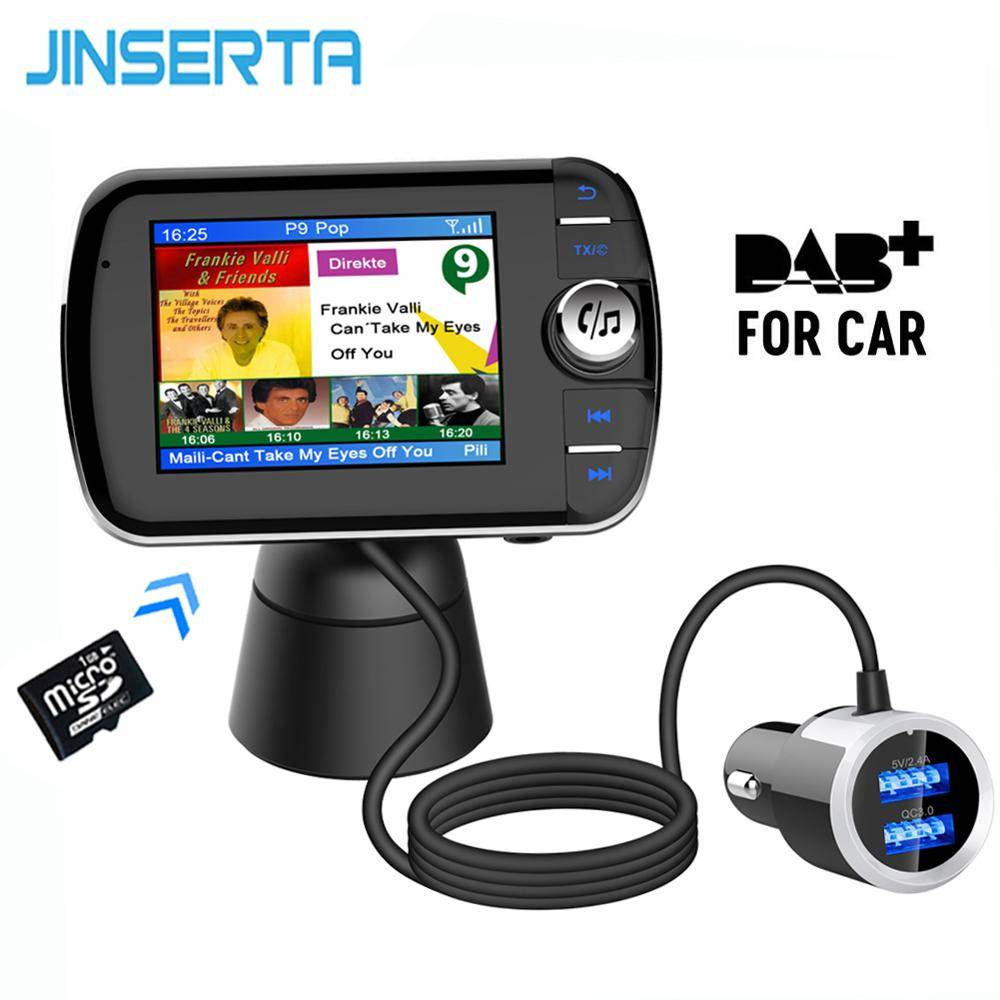 Dab bilradiomottagare trådlös bluetooth fm-sändare handsfree med antennstöd tf blixt aux-utgång qc3.0 snabbladdare