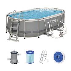 Bestway Power Steel Oval Pool Set mit Filterpumpe, 427x 250 x 100 cm