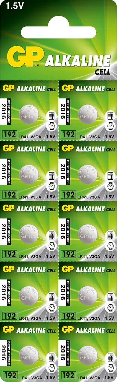 Knappcellsbatteri GP LR41 1,5V Alkalisk, 10-pack
